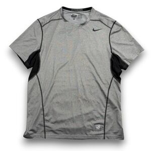 Nike Pro Combat Shirt Men XL Gray Hypercool Dri-Fit Short Sleeve Fitted Athletic